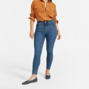 Everlane Curvy High Rise Skinny Jeans in Mid Blue, 34 Crop